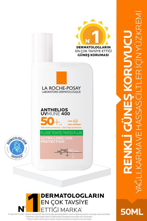 La Roche Anthelios Uvmune400 Oil Control Fluide Spf50 Karma Ve Yağlı Için Renkli Yüz Güneş Kr - 1