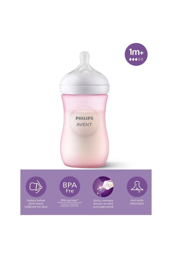 Avent Doğal Tepkili Pp Pembe Biberon 260ml 3-6 ay Scy903/11 - 3