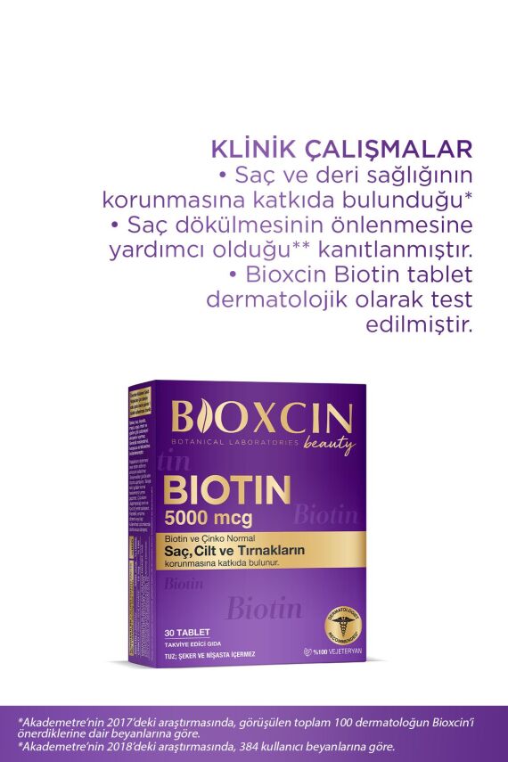 Bioxcin Biotin 5.000 Mcg 30 Tablet - Biotin + Çinko 15 Mg Saç Ve Tırnak Vitamini 2 li Avantaj Paket - 2