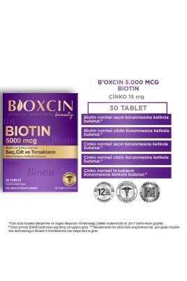 Bioxcin Biotin 5.000 Mcg 30 Tablet - Biotin Çinko 15 Mg Saç Ve Tırnak Vitamini - 3