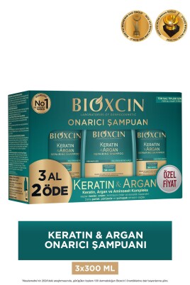 Bioxcin Keratin & Argan Onarıcı Bakım Şampuan 300 ml 3 Al 2 Öde - Yıpranmış Ve Hassas Saçlar - Bioxcin