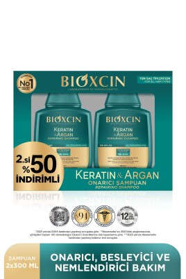 Bioxcin Keratin & Argan Onarıcı Şampuan 300 Ml - Yıpranmış Ve Hasar Görmüş Saçlar 2 Li Avantaj Set - Bioxcin