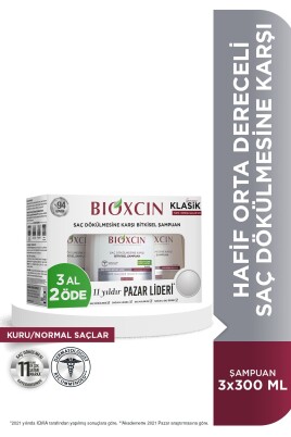 Bioxcin Kuru ve Normal Şaçlar İçin 300ml 3 AL 2 ÖDE - Klasik Saç Dökülme Karşıtı Şampuan - Bioxcin