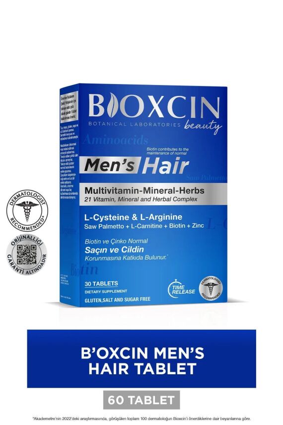 Bioxcin Mens Hair 30 Tablet - L Arginin Biotin Saw Palmetto L Carnitine Çinko L Sistein Keratin Bakır Iyot. - 1