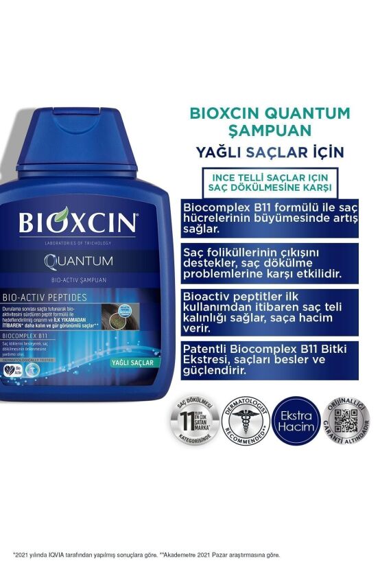 Bioxcin Quantum Şampuan 3 Al 2 Öde Yağlı Saçlar Için 3x300 Ml - Ince Telli Saçlar Için Dökülme Şampuanı - 2