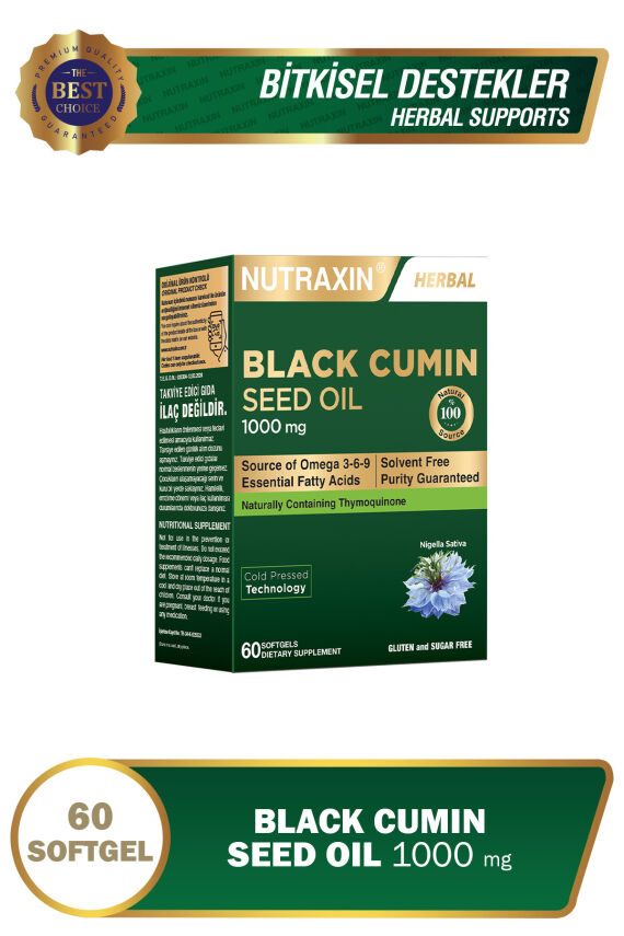 Black Cumin Seed Oil, Çörek Otu Yağı 60 Softjel - Doğal Soğuk Pres Takviye Edici - 1