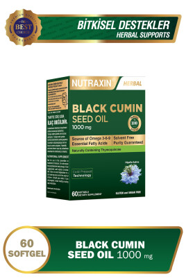 Black Cumin Seed Oil, Çörek Otu Yağı 60 Softjel - Doğal Soğuk Pres Takviye Edici - Nutraxin