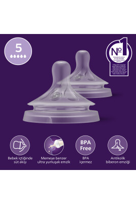Doğal Tepkili 2'li Biberon Emziği, 5 Numara, SCY965/02 - Philips Avent