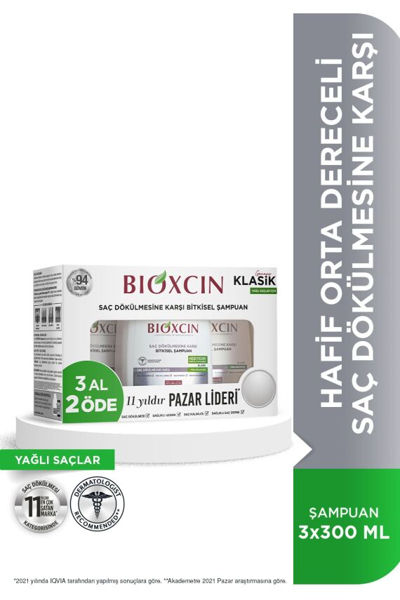Bioxcin Yağlı Şaçlar İçin 300ml 3 AL 2 ÖDE - Klasik Saç Dökülme Karşıtı Şampuan - 1