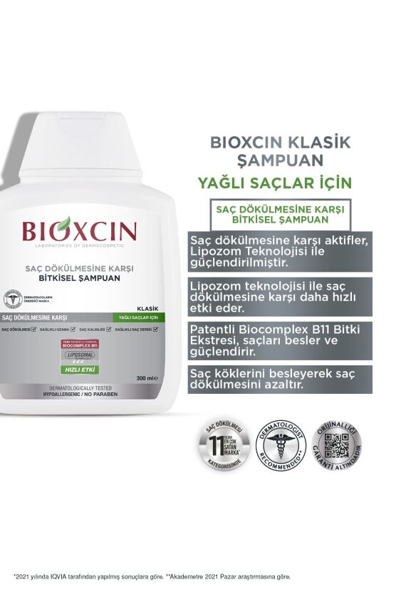 Bioxcin Yağlı Şaçlar İçin 300ml 3 AL 2 ÖDE - Klasik Saç Dökülme Karşıtı Şampuan - 2