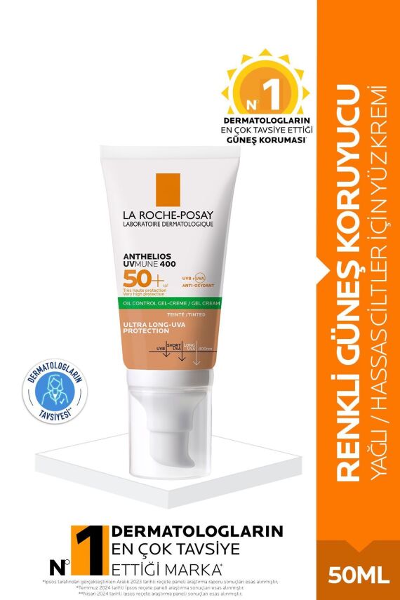 La Roche Anthelios Spf 50 Yağlı Ciltler Için Renkli Yüksek Korumalı Yüz Güneş Kremi 50 ml - 1