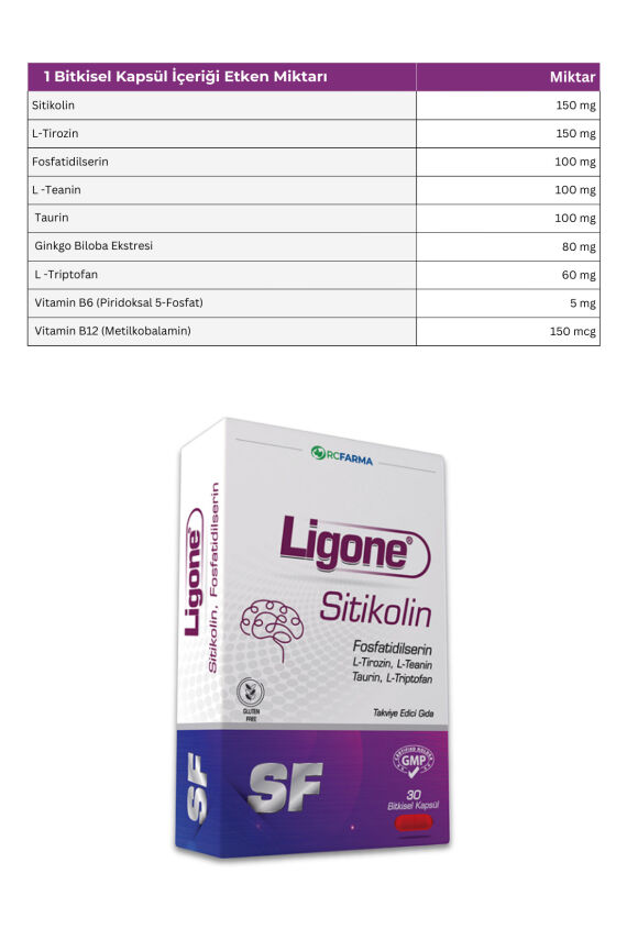 Ligone Sitikolin Fosfatidilserin Bitkisel Kapsül 30 Kapsül - 5