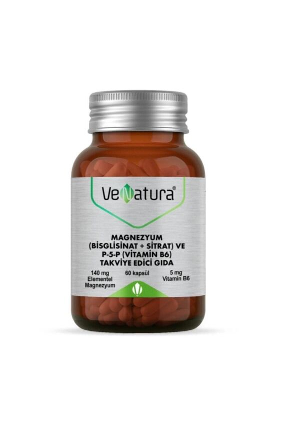 Magnezyum Bisglisinat + Sitrat Ve P-5-P Vitamin B6 Kapsül 60 lı - 1