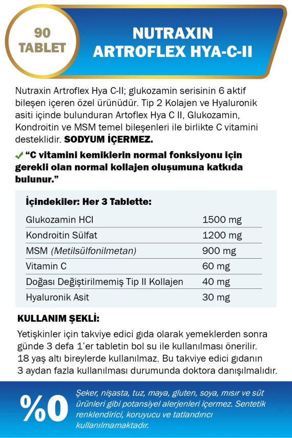 Nutraxin Artroflex Hya-C-II 90 Tablet + Extra Gel 100 ml Hediyeli - 2