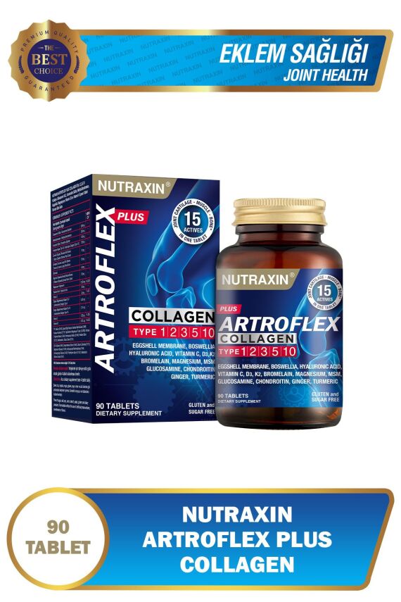 Nutraxin Artroflex Plus Collagen Tip 1 2 3 5 10 90 Tbl Magnezyum Bromelain Yumurta Kabuğu Glukozamin Msm - 1