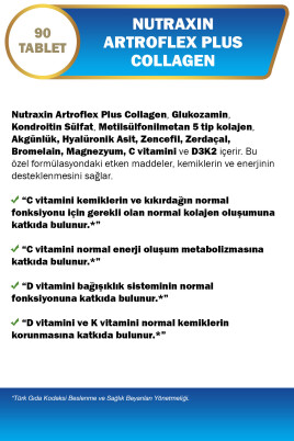 Nutraxin Artroflex Plus Collagen Tip 1 2 3 5 10 90 Tbl Magnezyum Bromelain Yumurta Kabuğu Glukozamin Msm - 3