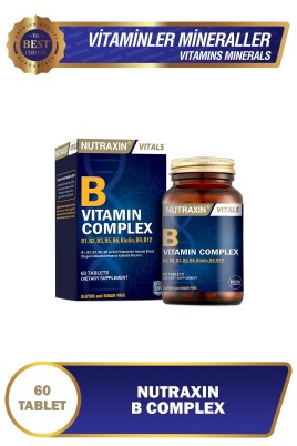 Nutraxin B Complex Vitamin 60 Tablet B1, B2, B3, B5, B6, B12 - Nutraxin
