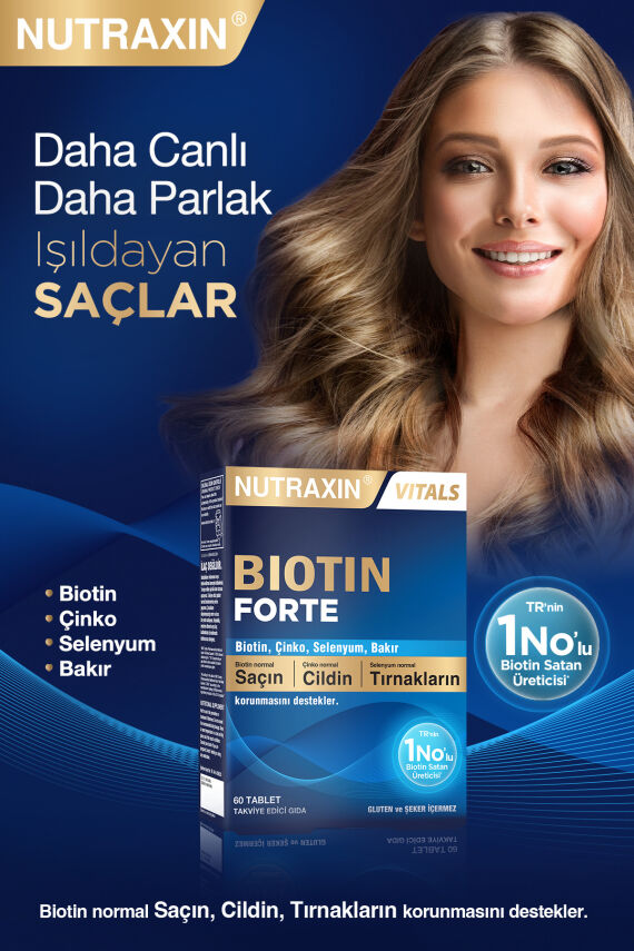 Nutraxin Biotin Forte 5.000 Mcg 60 Tbl - Biyotin, Çinko, Selenyum, Bakır - 2