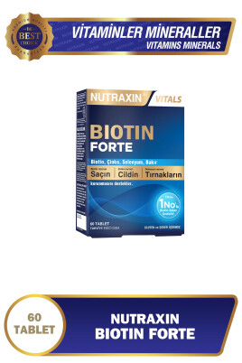 Nutraxin Biotin Forte 5.000 Mcg 60 Tbl - Biyotin, Çinko, Selenyum, Bakır - Nutraxin
