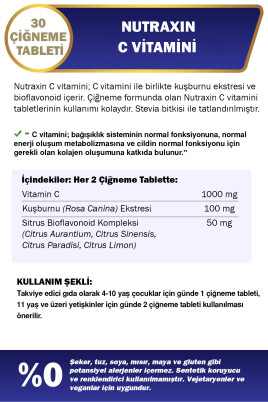 Nutraxin C Vitamini 500 Mg 30 Adet Çiğneme Tableti - 2