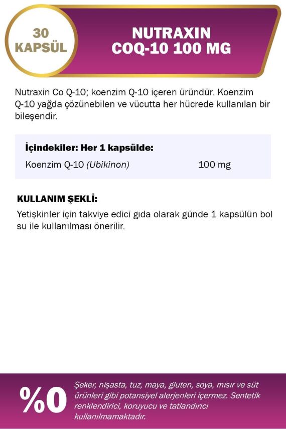 Nutraxin Coq-10 Takviye Edici Gıda 30 Yumuşak Kapsül - Koenzim Q10 - 2