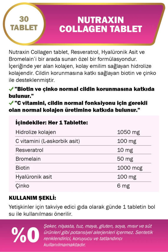 Nutraxin Hidrolize Kolajen 30 Tablet Tip1 Tip3 - 2