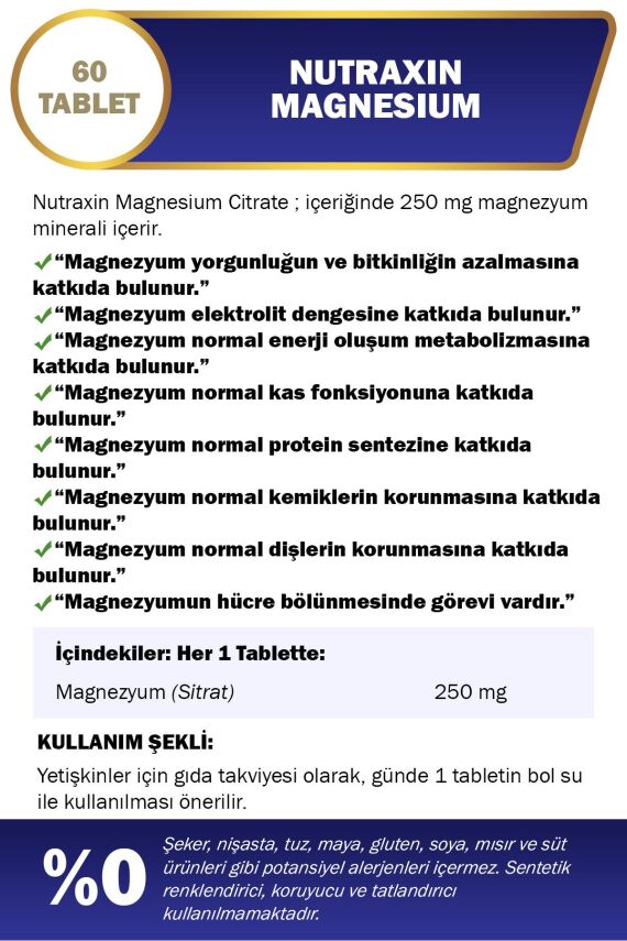 Nutraxin Magnesium 250 Mg 60 Tablet - 2