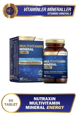 Nutraxin Multivitamin Mineral Energy Complex 60 Tbl - Magnezyum, Taurin, Kolin, Panax Ginseng, Q10 - 1