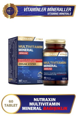 Nutraxin Multivitamin Mineral Immune Complex 60 Tbl - Magnezyum, C, D, Zinc, Demir, B12, Kolin, İyot - Nutraxin
