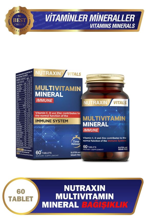 Nutraxin Multivitamin Mineral Immune Complex 60 Tbl - Magnezyum, C, D, Zinc, Demir, B12, Kolin, İyot - 1