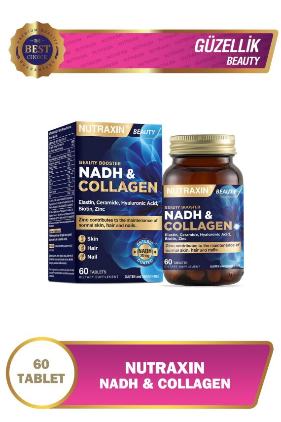 Nutraxin Nadh Collagen 60 Tablet Tip1 Tip3 Hyaluronik Asit, Elastin, Seramid, Resveratrol Glutatyon - 1