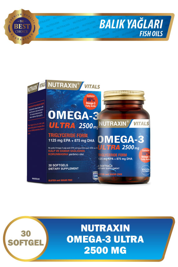 Nutraxin Omega3 Ultra 2500 Mg 30 Softjel - Balık Yağı, EPA 1125, DHA 875 Mg - 1