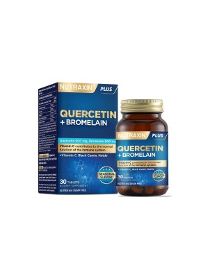 Nutraxin Quercetin Bromelain 30 Tablet - Kuersetin, Bromelain, Çörek Otu, C Vitamini, Isırgan Otu - Nutraxin