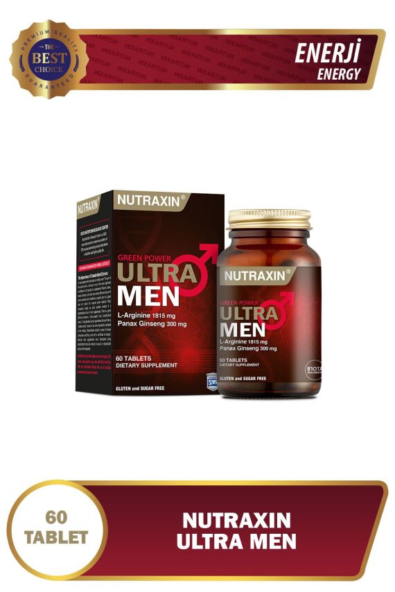 Nutraxin Ultra Men 60 Tablet - L-Arjinin, Ginseng, Zencefil, Demir dikeni, Tarçın - 1