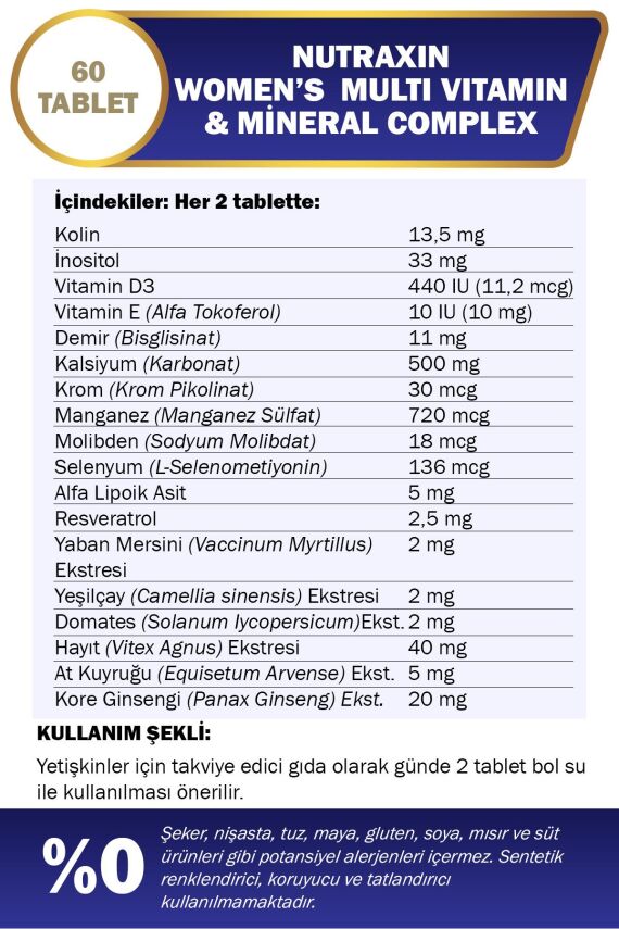 Nutraxin Vitals Women's Multivitamin Complex 60 Tablet - 2