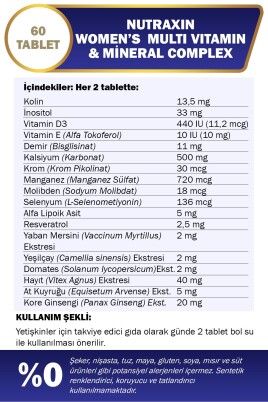 Nutraxin Vitals Women's Multivitamin Complex 60 Tablet - 2
