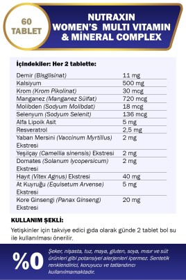 Nutraxin Vitals Women's Multivitamin Complex 60 Tablet - 3