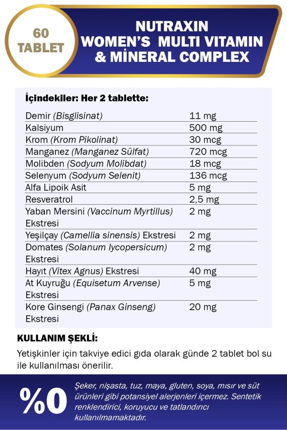 Nutraxin Vitals Women's Multivitamin Complex 60 Tablet - 3