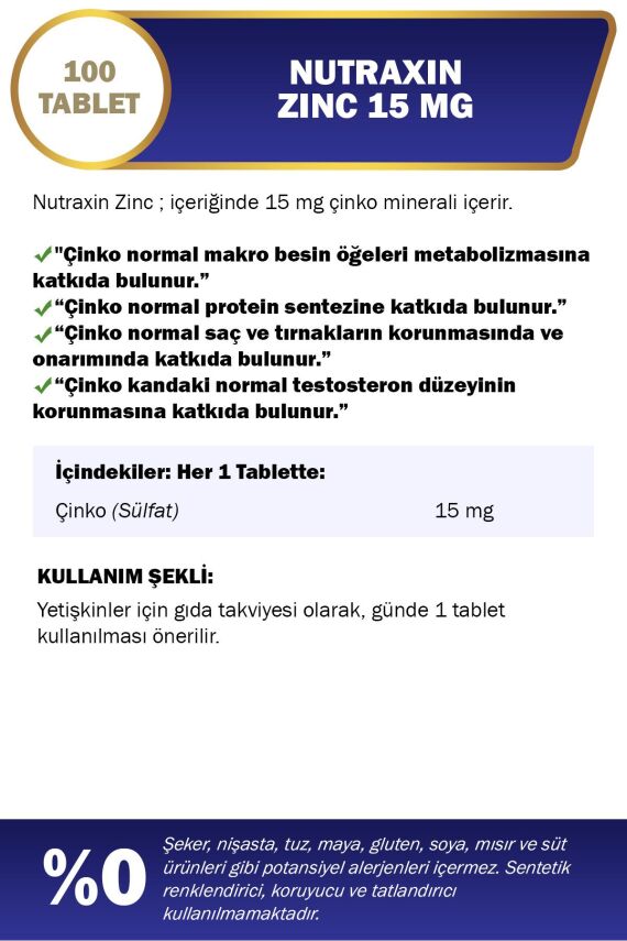 Nutraxin Zinc Sulphate 15 Mg 100 Tablet - 2