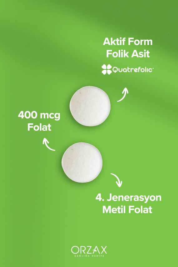 Orzax Methyl Folat Folik Asit 30 Tablet - 3