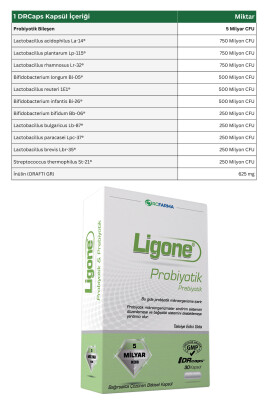 Ligone Probiyotik DRCaps Bitkisel Kapsül 30 Kapsül 5 Milyar CFU - 5