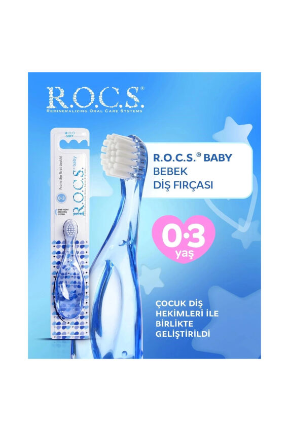 Rocs Baby 0-3 Yaş Bebek Diş Fırçası - Mavi - 2