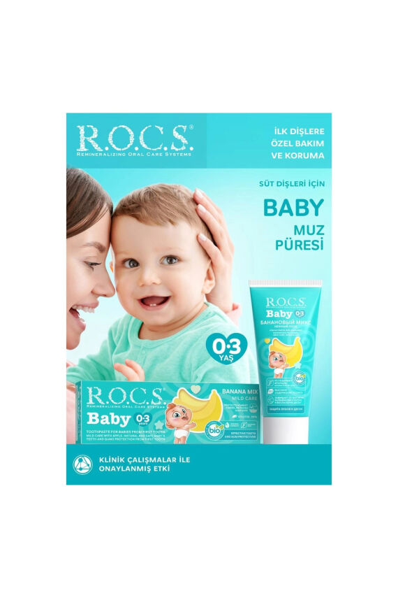 R.O.C.S. Baby 0-3 Yaş Muz Püresi Tadında Bebek Diş Macunu 45G - 1