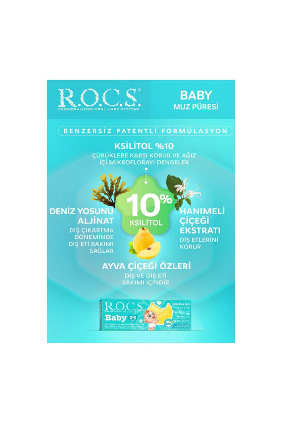 R.O.C.S. Baby 0-3 Yaş Muz Püresi Tadında Bebek Diş Macunu 45G - 2