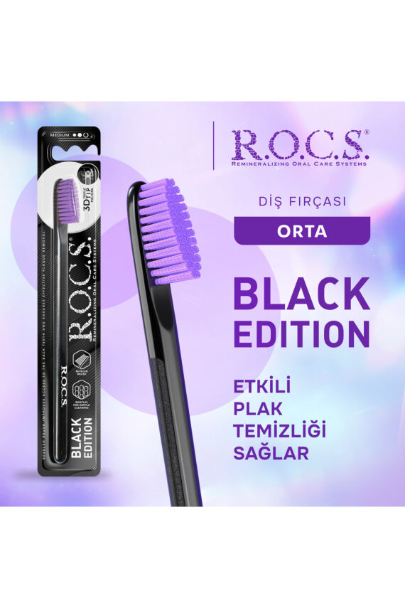 Rocs Black Edition Özel Kıl Dokulu Diş Fırçası - Orta Sert (1 Adet) - 2