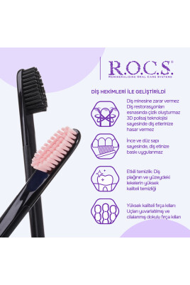 Rocs Black Edition Özel Kıl Dokulu Diş Fırçası - Orta Sert (1 Adet) - 3