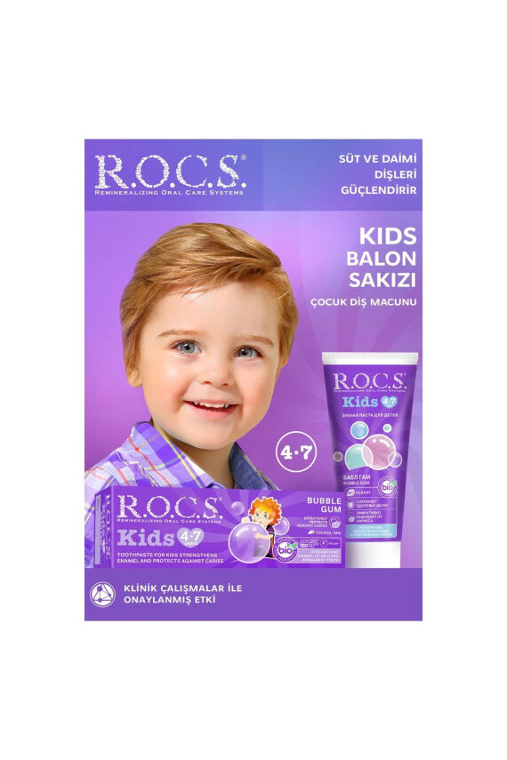Rocs Kids 4-7 Yaş Diş Macunu Balon Sakızı 45 gr - 1