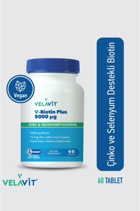 Velavit V-Biotin Plus 5000mcg Takviye Edici Gıda 60 Tablet - 1