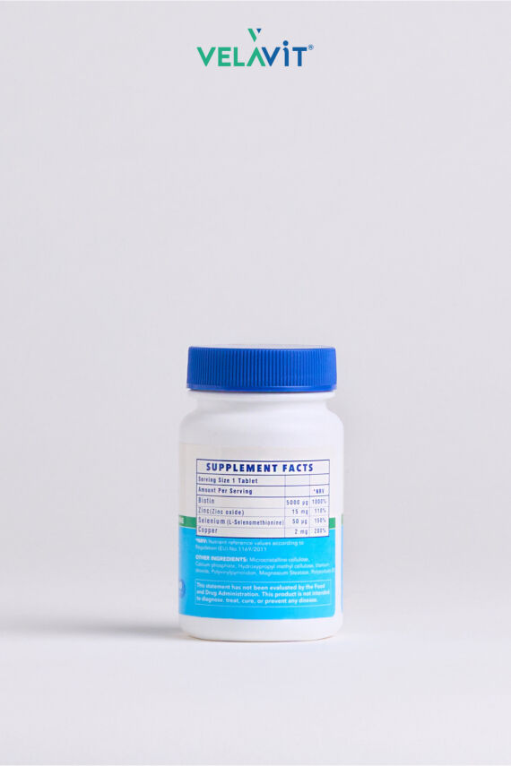 Velavit V-Biotin Plus 5000mcg Takviye Edici Gıda 60 Tablet - 5