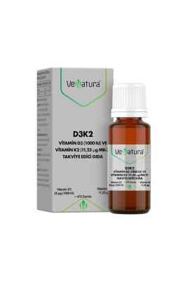 Vitamin D3K2 Vitamin D3 1000IU Vitamin K2 11.25mcg Damla 20ml - VeNatura